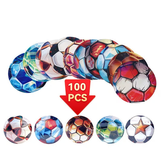 Gift Wrapping FIFA World Cup Round Football Mylar Bags 3.5G 100PCS 9Mil Holographic Smell Proof Stand Up Zipper Bags Resealable Heat Sealable Food Grade Pouches for Travel Camping Users