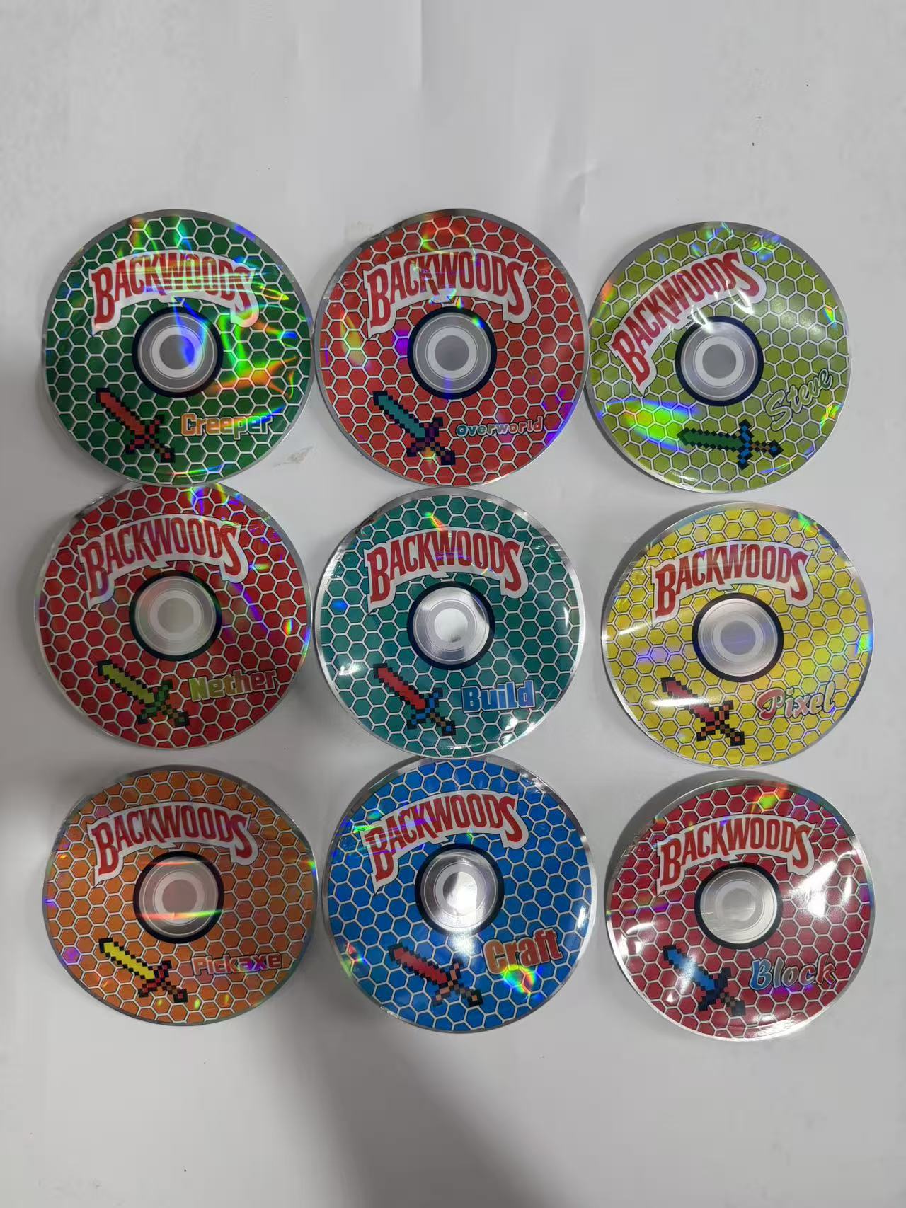Gift Wrapping Minecraft Style Mylar Bags 3.5G 50PCS 9Mil Holographic Resealable Smell Proof Stand Up Storage Pouches