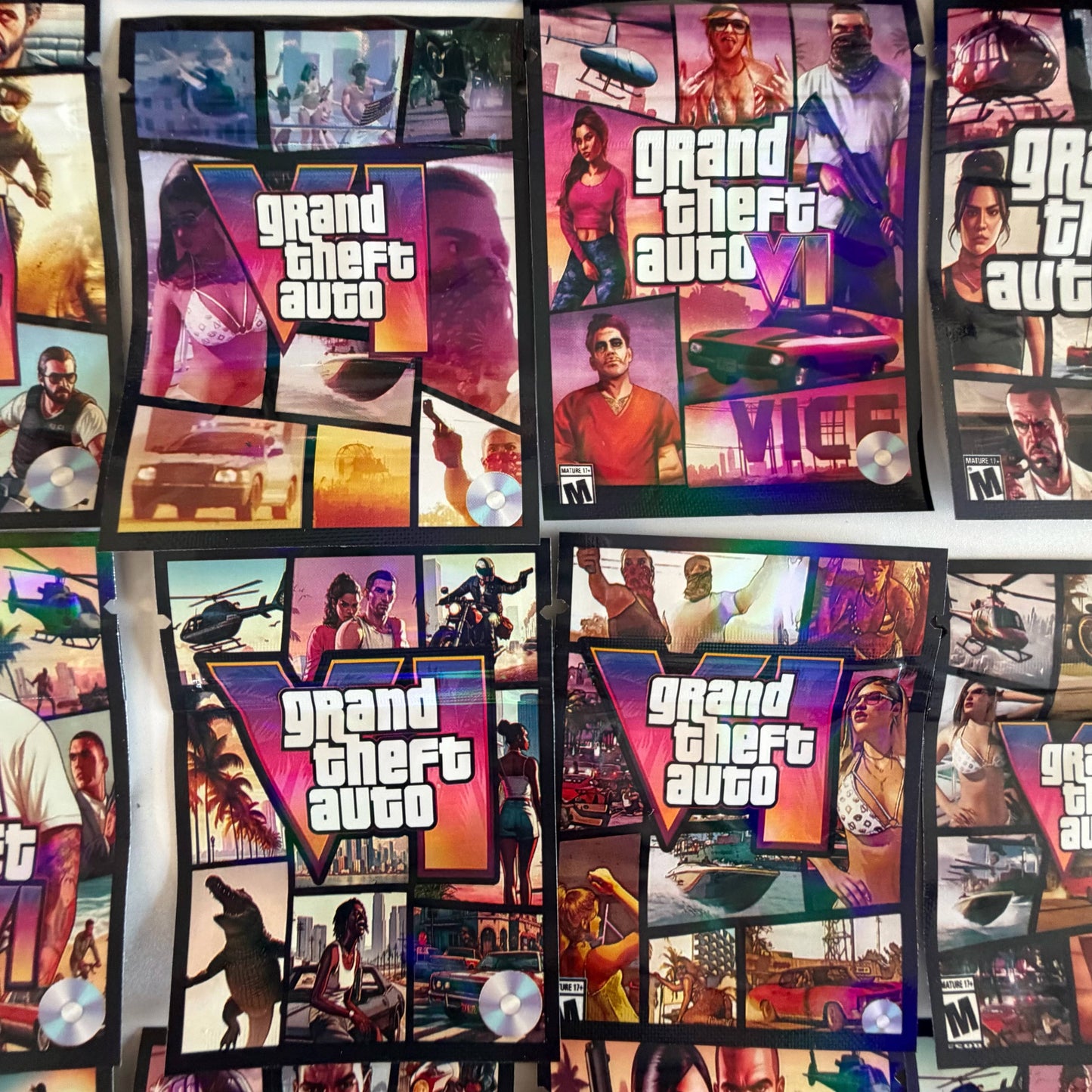 1Gram GTA VI Design Mylar Bags 100 Count Odor Proof Stand Up Food Grade Pouches