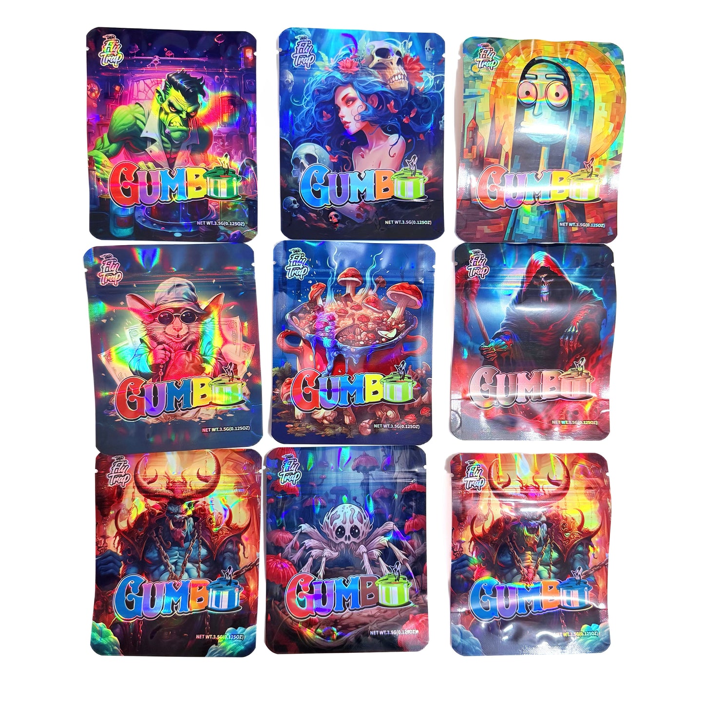 Gift Wrapping Durable Smell Proof Mylar Storage Bags 3.5G 100PCS Fashion Design Pouches for Family Travel Storage Enthusiasts