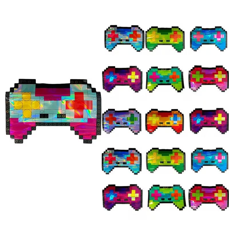 USA STOCK Lego Game Console Style Mylar Bags 3.5G 100PCS 9Mil Holographic Stand Up Pouch Resealable Zipper Heat Sealable Smell Proof Food Grade Storage Bags for Daily Outdoor Users