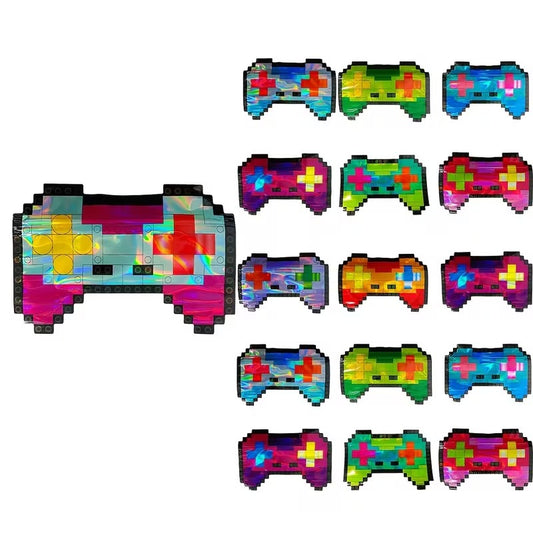 USA STOCK Lego Game Console Style Mylar Bags 3.5G 100PCS 9Mil Holographic Stand Up Pouch Resealable Zipper Heat Sealable Smell Proof Food Grade Storage Bags for Daily Outdoor Users