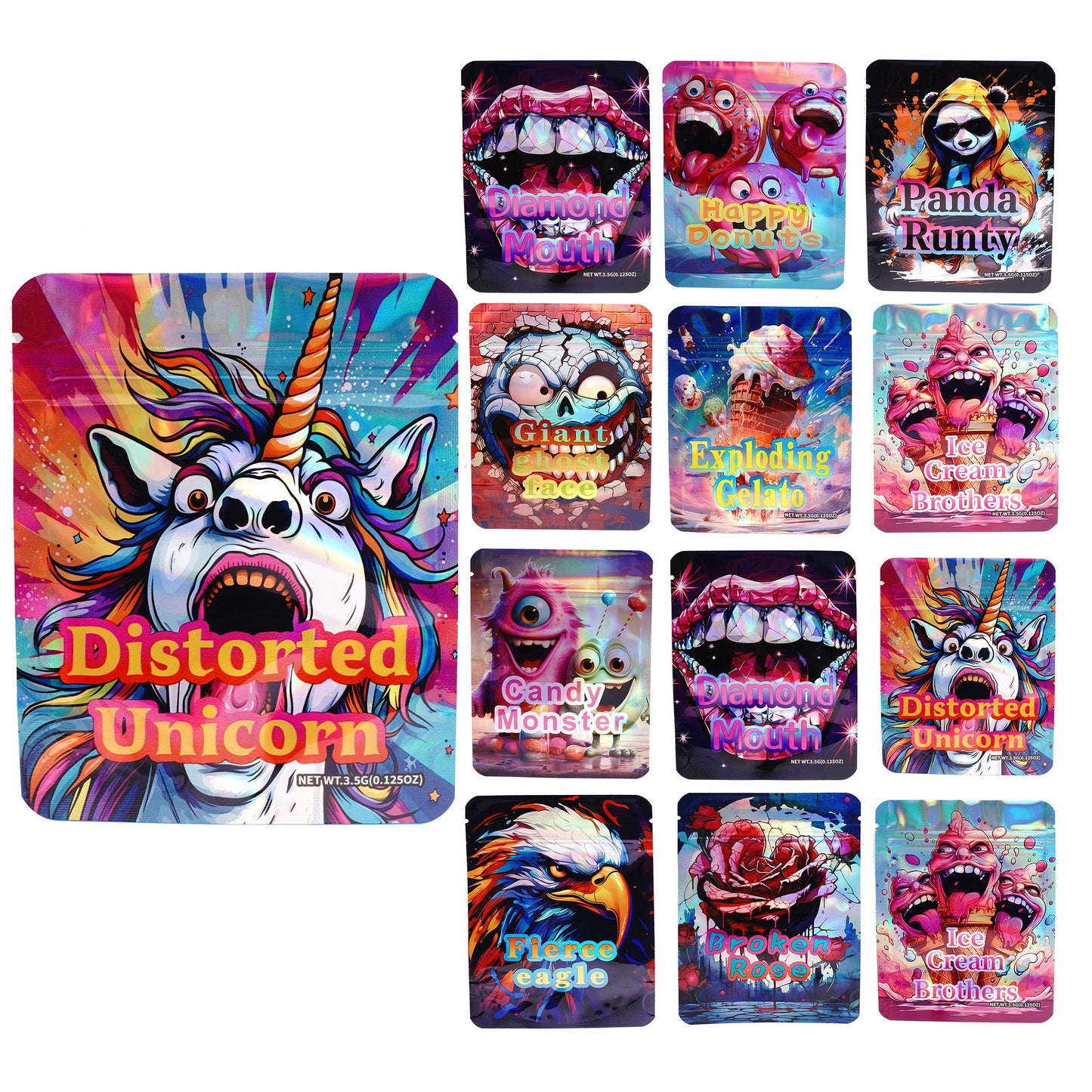 Gift Wrapping Zipper Pokemon Character Mylar Bags 3.5G 100Pack Heat Sealable Airtight Pouches For Candy Herb Daily Keep Users