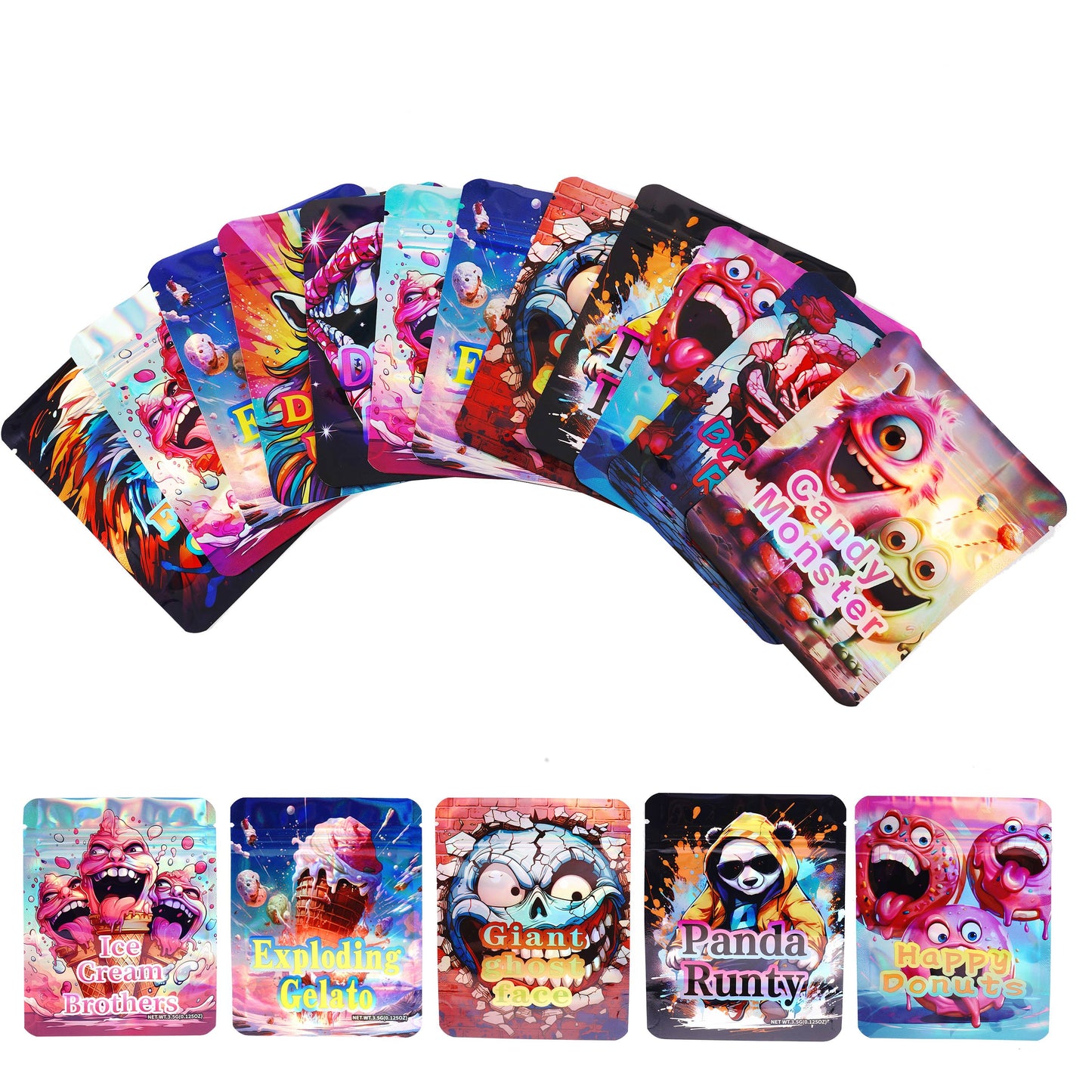 Gift Wrapping Zipper Pokemon Character Mylar Bags 3.5G 100Pack Heat Sealable Airtight Pouches For Candy Herb Daily Keep Users