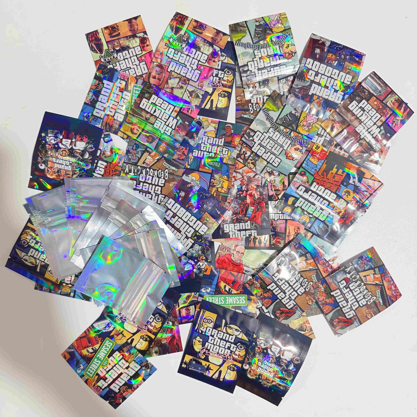GTA Printed Mylar Bags 1G 100PCS 3.1x2.3 Inch 9Mil Smell Proof Resealable Stand Up Pouch US Stock 2-3 Days Delivery