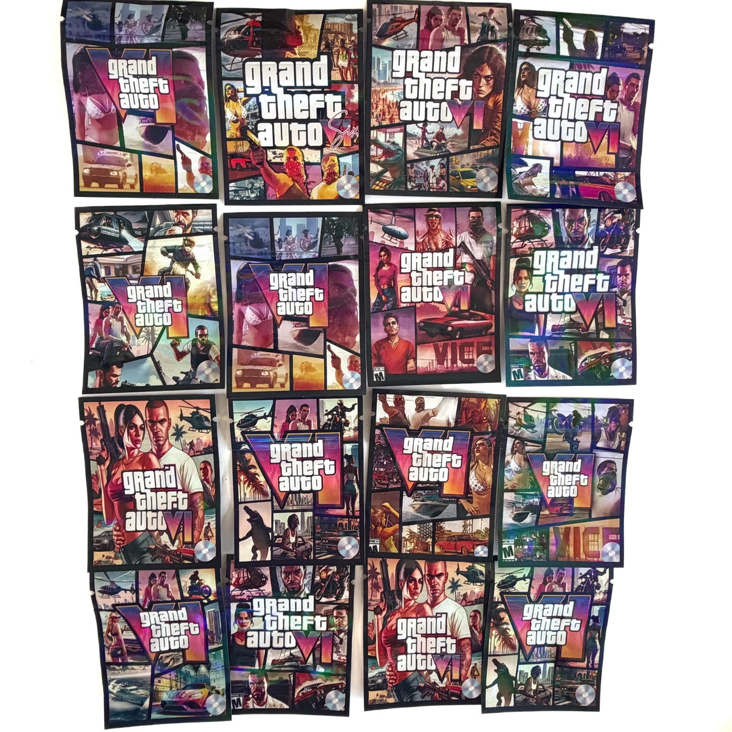 1Gram GTA VI Design Mylar Bags 100 Count Odor Proof Stand Up Food Grade Pouches
