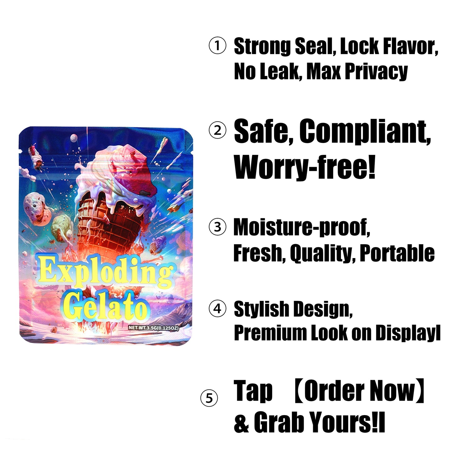 Gift Wrapping Zipper Pokemon Character Mylar Bags 3.5G 100Pack Heat Sealable Airtight Pouches For Candy Herb Daily Keep Users