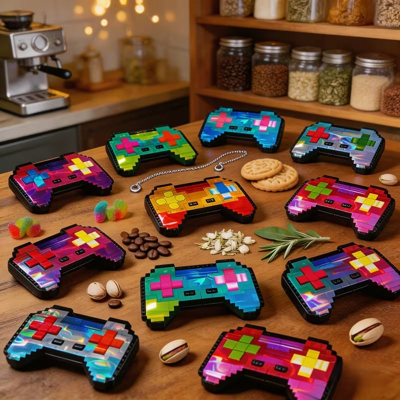 USA STOCK Lego Game Console Style Mylar Bags 3.5G 100PCS 9Mil Holographic Stand Up Pouch Resealable Zipper Heat Sealable Smell Proof Food Grade Storage Bags for Daily Outdoor Users