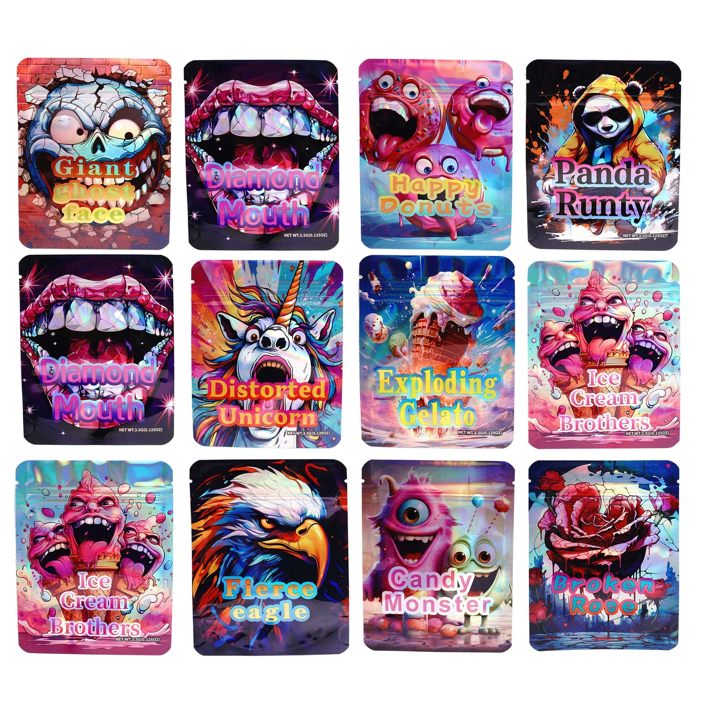 Gift Wrapping Zipper Pokemon Character Mylar Bags 3.5G 100Pack Heat Sealable Airtight Pouches For Candy Herb Daily Keep Users