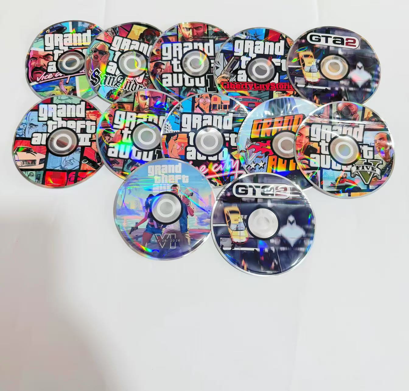 Gift Wrapping GTA Round Shape Mylar Bags 3.5G 50PCS 9Mil Holographic Stand Up Pouch Resealable Zipper Heat Sealable Smell Proof Food Grade Storage Bags For Outdoor Daily Users