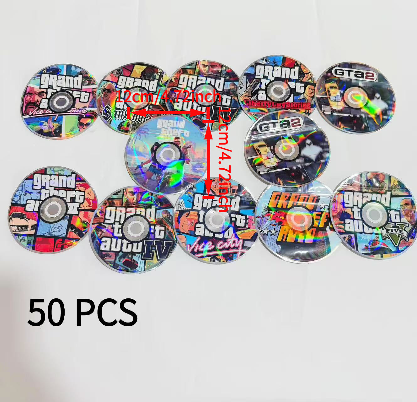 Gift Wrapping GTA Round Shape Mylar Bags 3.5G 50PCS 9Mil Holographic Stand Up Pouch Resealable Zipper Heat Sealable Smell Proof Food Grade Storage Bags For Outdoor Daily Users