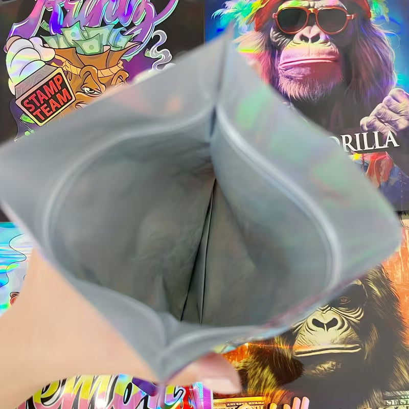 Gift Wrapping Zipper Closure Gorilla Mylar Bags 28G 20Pack Heat Sealable Odor Block Bags For Candy Herb Long Term Preservation Users
