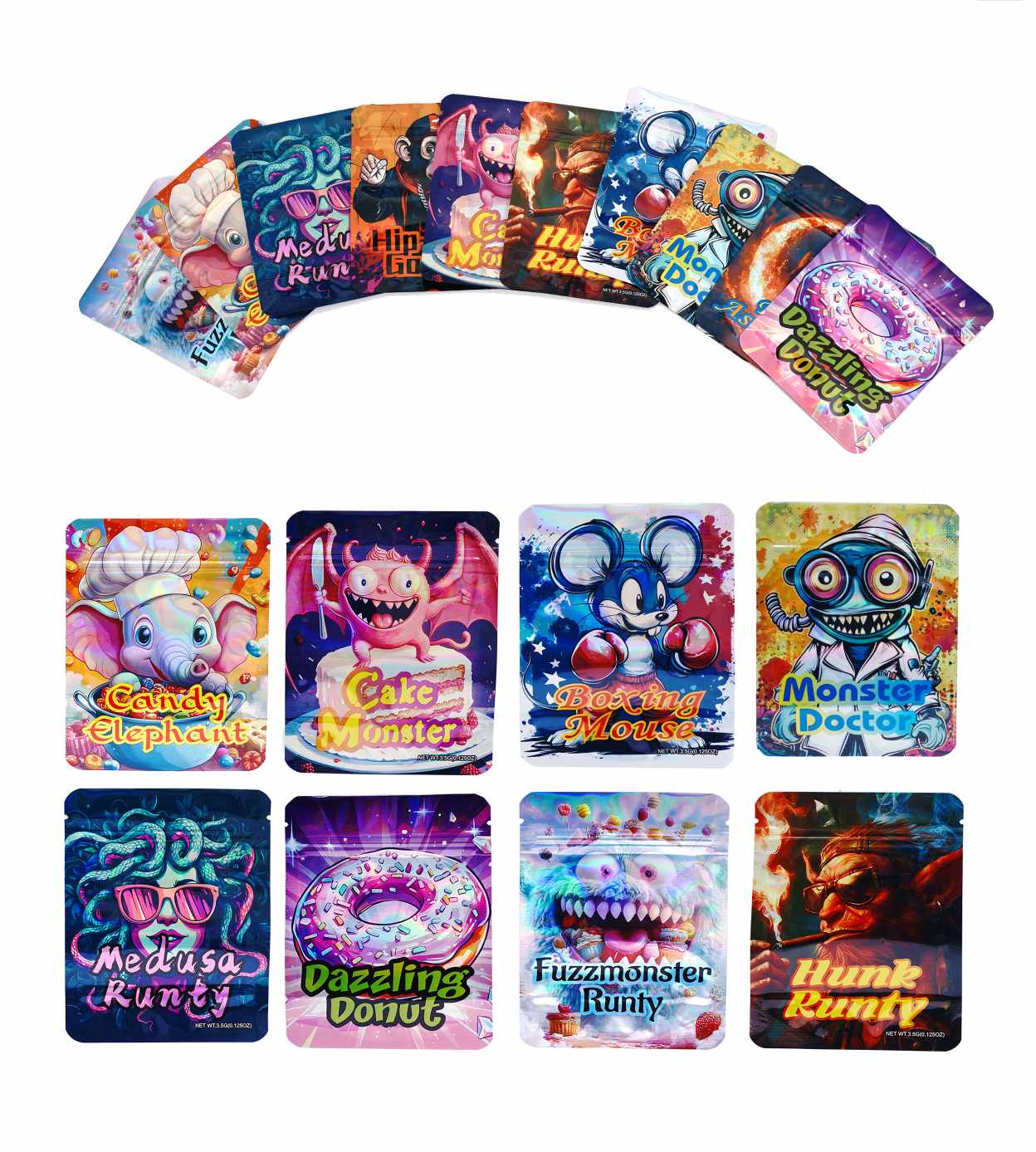 Holographic Mylar Bags 3.5G | 50-Pack | 9 Mil Thick, Resealable & Smell Proof | Stand Up Pouches for Food Storage