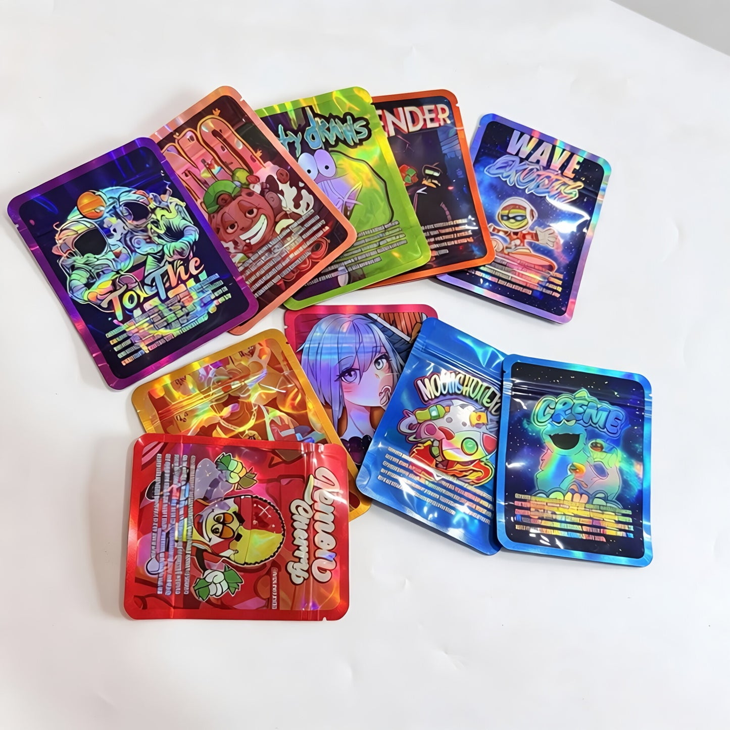 Gift Wrapping Cartoon Block Mylar Storage Bags 3.5G 50Pack Moisture Proof Portable Bags For Snack Spice Keeping