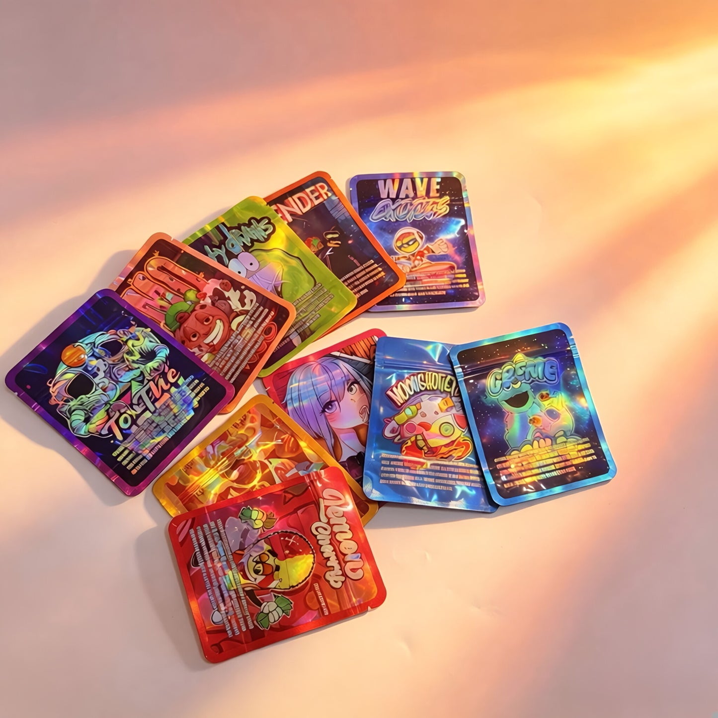 Gift Wrapping Cartoon Block Mylar Storage Bags 3.5G 50Pack Moisture Proof Portable Bags For Snack Spice Keeping