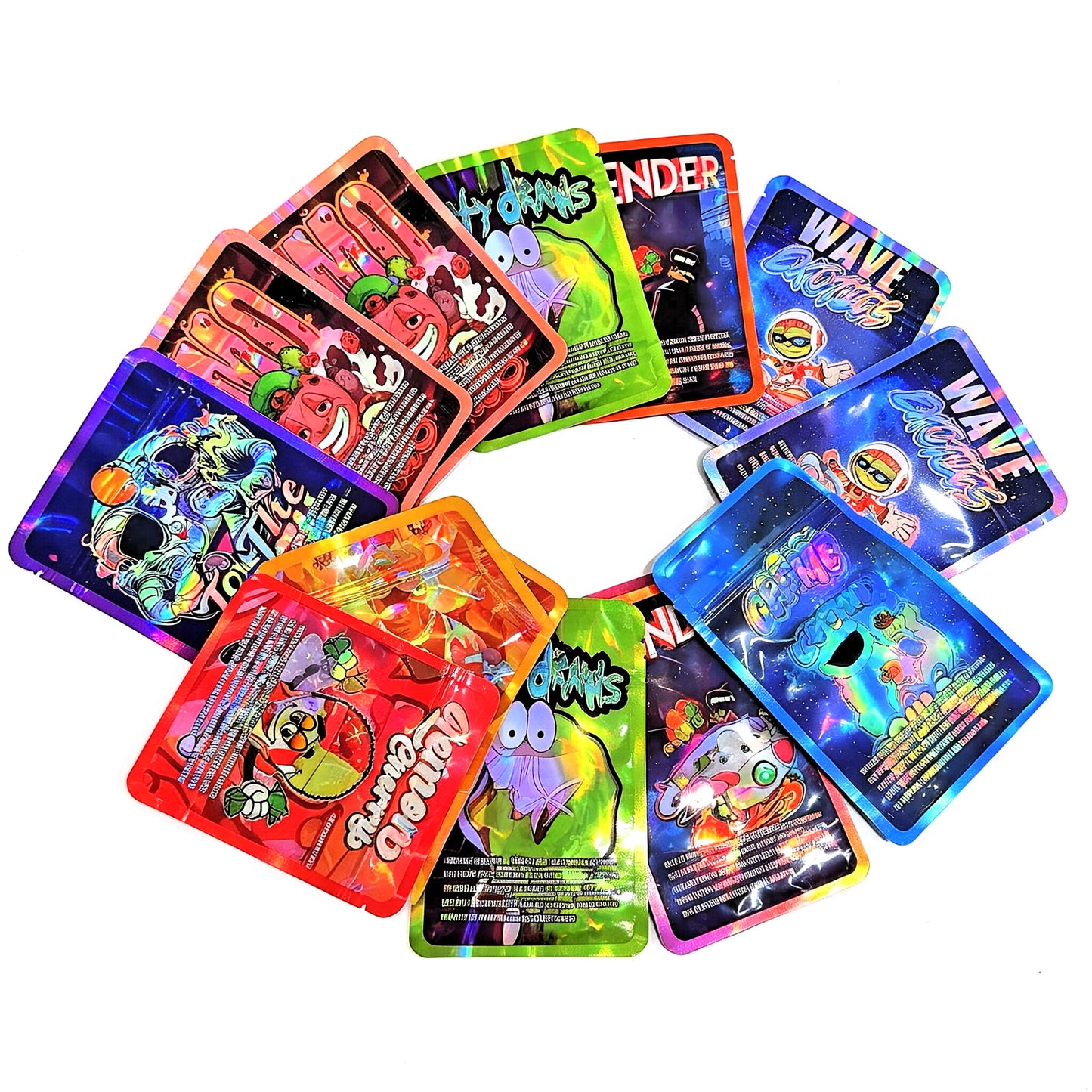 Gift Wrapping Cartoon Block Mylar Storage Bags 3.5G 50Pack Moisture Proof Portable Bags For Snack Spice Keeping