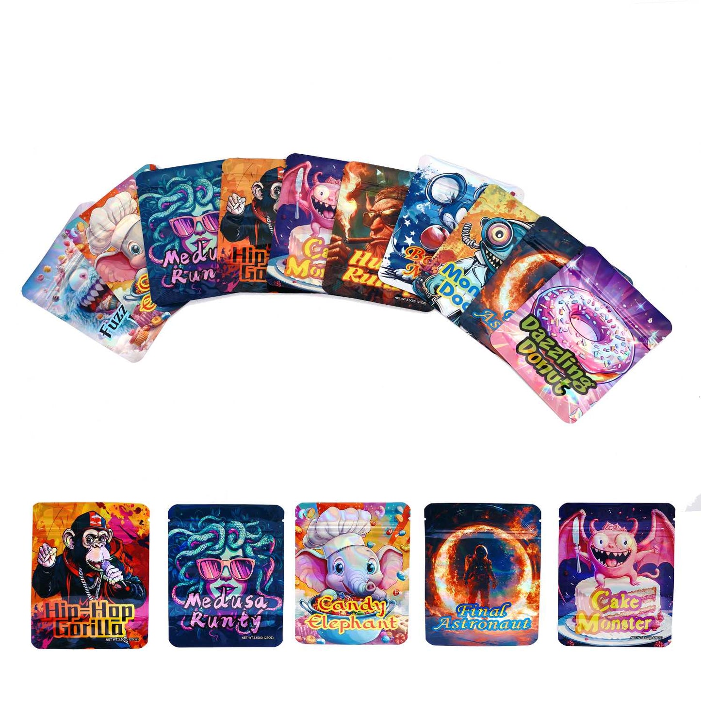 Holographic Mylar Bags 3.5G | 50-Pack | 9 Mil Thick, Resealable & Smell Proof | Stand Up Pouches for Food Storage