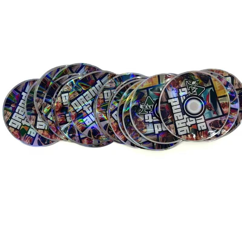 USA STOCK GTA5 Disk Mylar Bags 3.5G 100PCS Holographic Circle Design 9Mil Thick Smell Proof Stand Up Pouch Resealable Zipper Heat Sealable BPA Free Air Tight Storage Bags for Herbs Candy Travel Camping Users